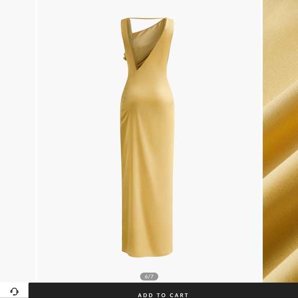 Asymmetrical Ruffle Backless Long Dress - yellow - Picture 6 of 8